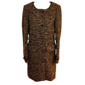 Acciaio Italian Made Wool Brown Shimmer Tweed Coat Size 4